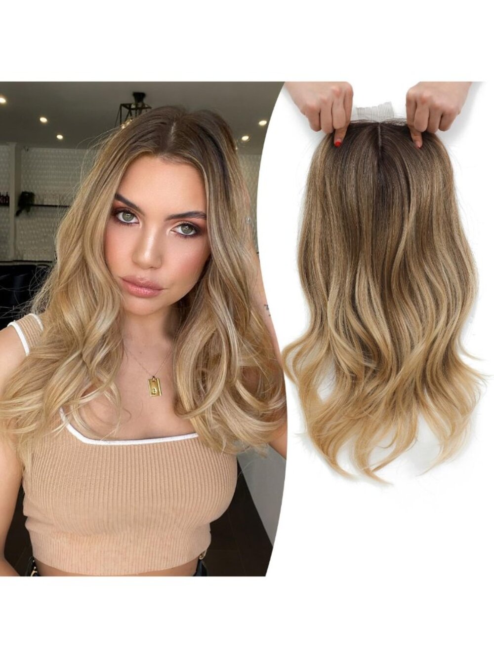 18'' Synthetic Hair Topper for Women - Volume & Coverage for Thinning Hair